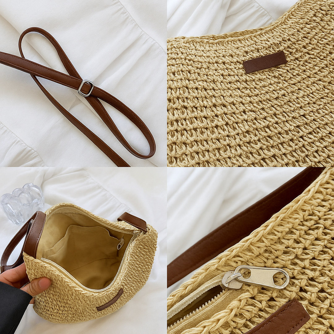 Eryln Strohumhängetasche - Beige