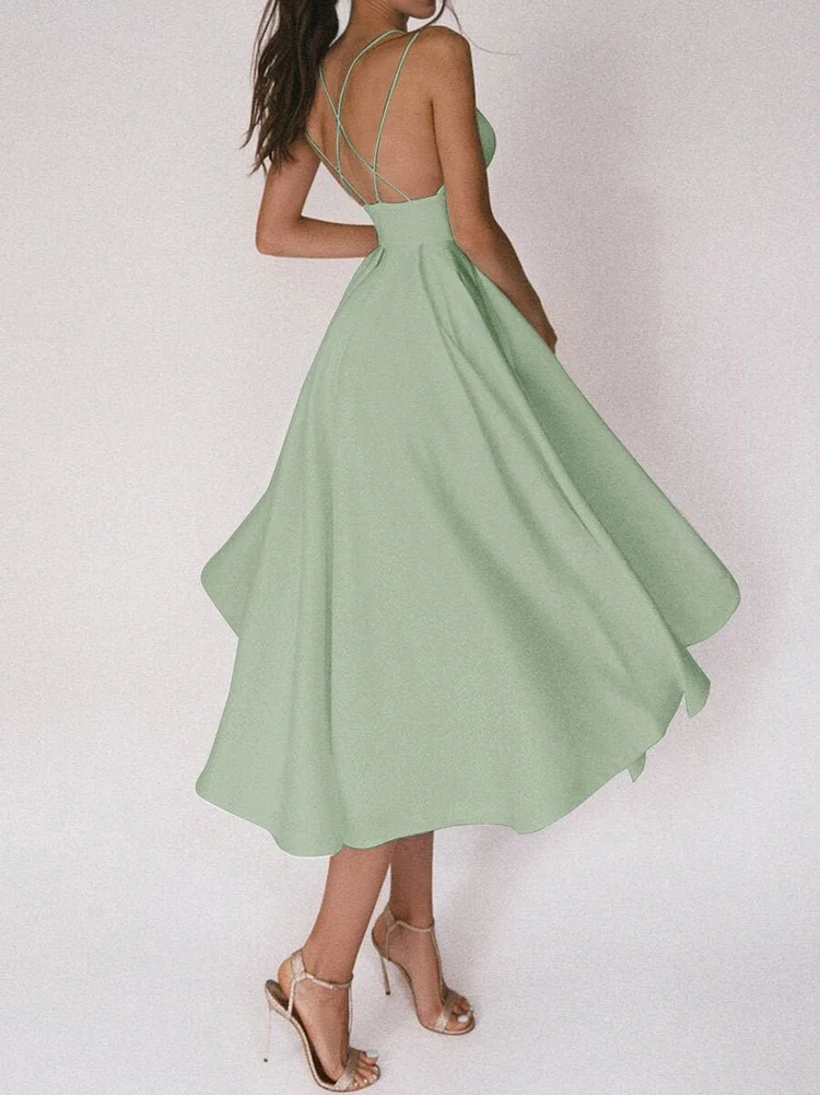 Simona | Partykleid mit Trägern und tiefem V-Ausschnitt