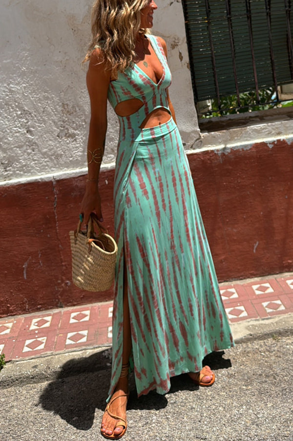 Vivienne – Boho-Chic Kleid mit Batikmuster und Schlitz