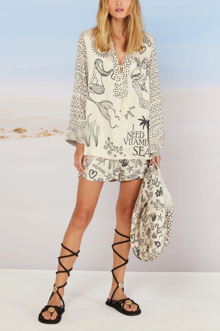 Hemd- und Shorts-Set mit maritimem Print – Entspannter und kreativer Stil