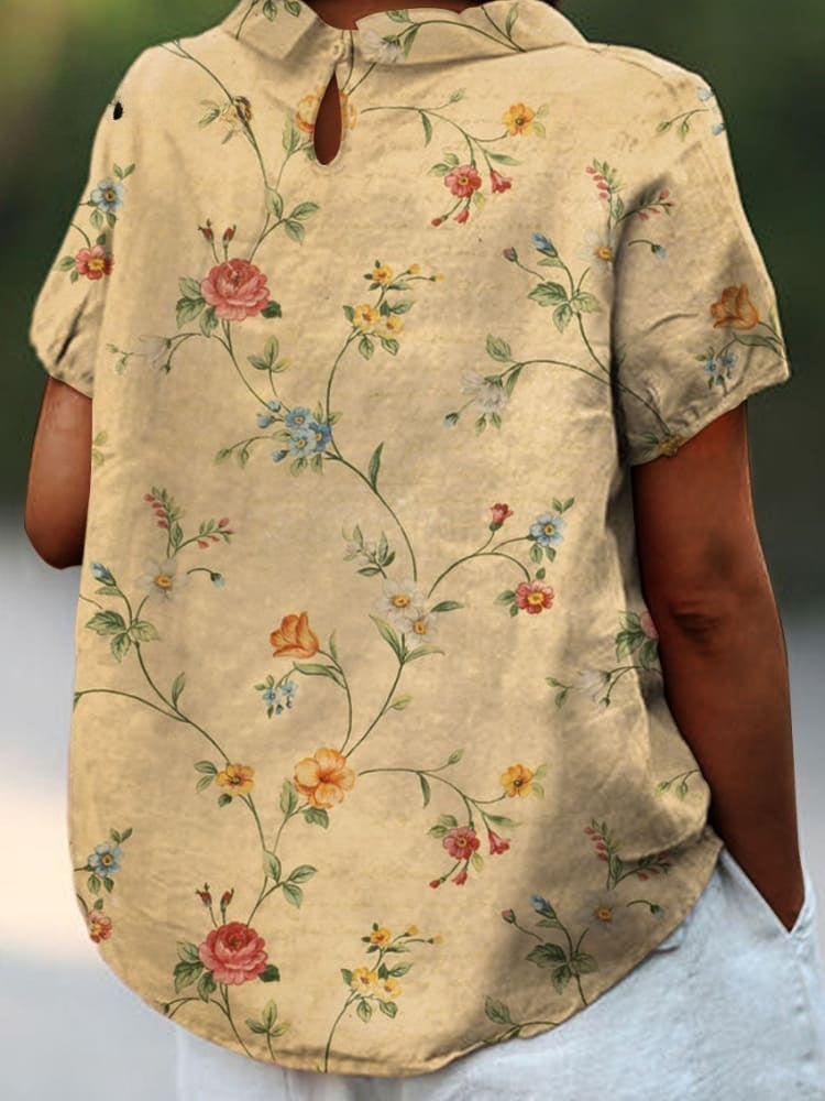 Karla – Legeres Damenhemd mit retro Blumendruck