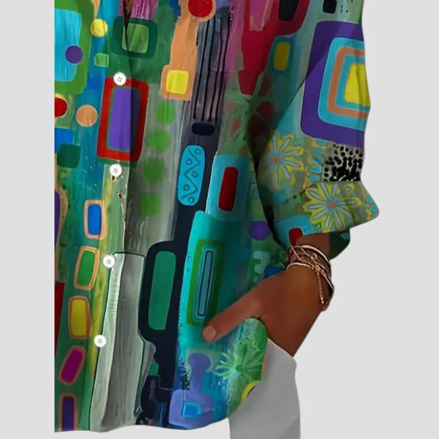 Edna Geometric Print Blouse
