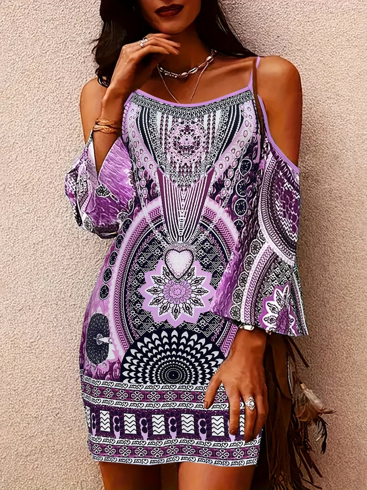 Ophelia | Boho-Tunika-Kleid mit Print