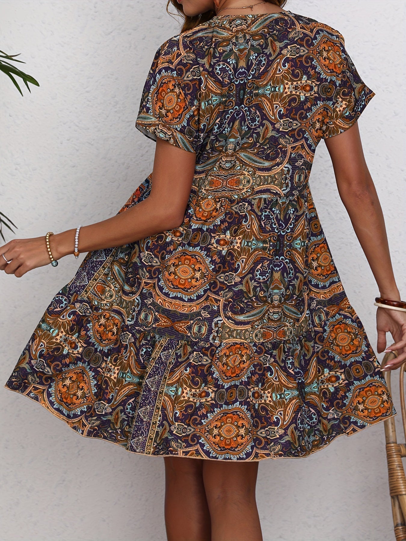 Isolde | Paisley Print V-Ausschnitt Kleid