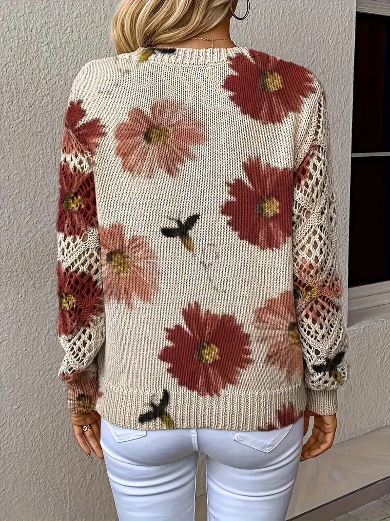 Rayuela Eleganter Pullover mit Blumendessin - Rot