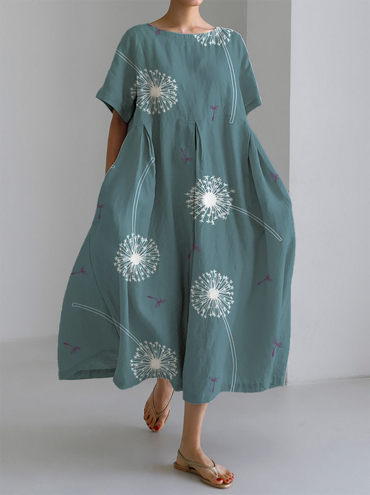 Gabriella | Sommer-Maxikleid mit maximalem Komfort und Pusteblumenprint für freie Momente