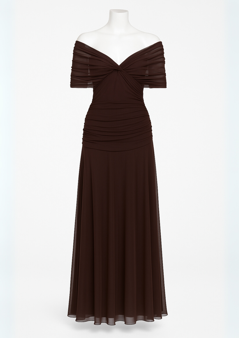 Aure Maxikleid mit Fantasie-Blumenmuster und V-Ausschnitt | Schokolade