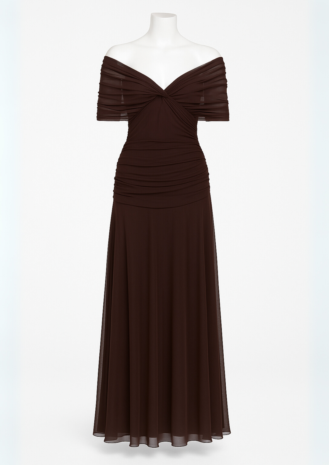 Aure Maxikleid mit Fantasie-Blumenmuster und V-Ausschnitt - Schokolade