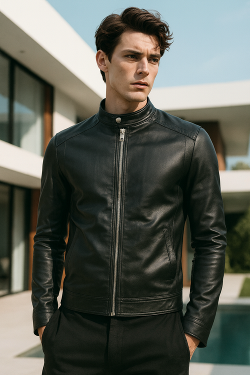 Neil | Lederjacke mit Stehkragen