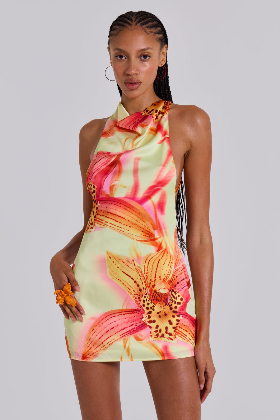 Lana Tropisches Neckholder-Mini Dress