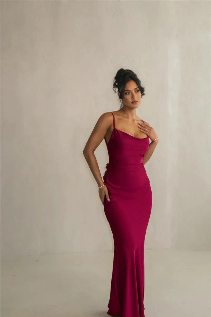 Nina™ Luxuriöses Seiden-Party-Kleid mit Rüschen