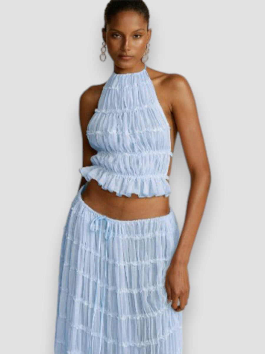 Micaela Ruffle Pleated Set