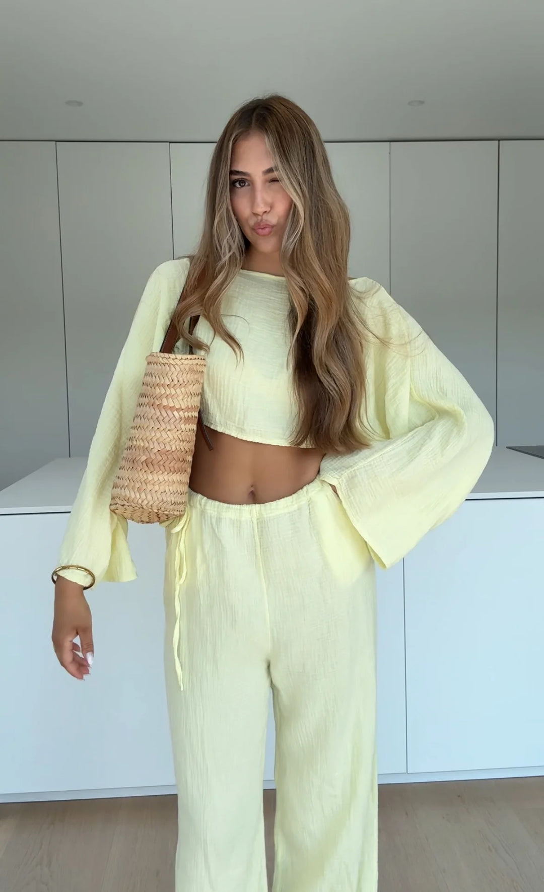 Soleil™ | Waffel-Kurzes Set aus Baumwolle