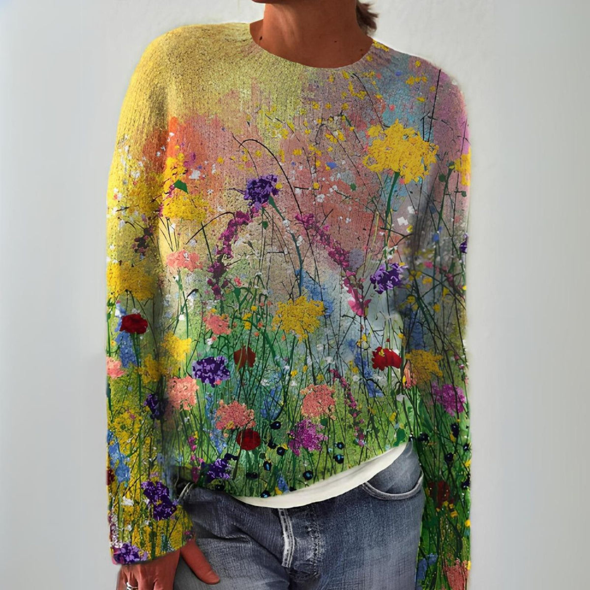Marta | kuscheliger Blumenkunst-Pullover