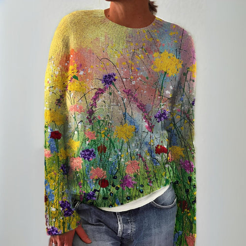 Marta | kuscheliger Blumenkunst-Pullover