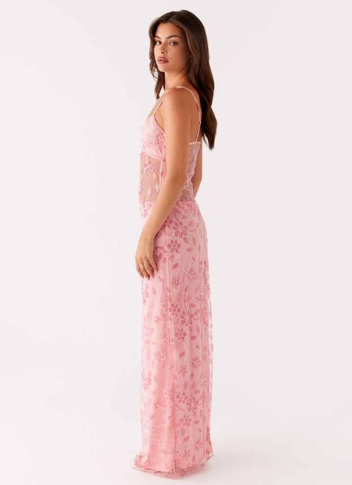 Laura™ | Transparentes Maxikleid mit Blumenmuster