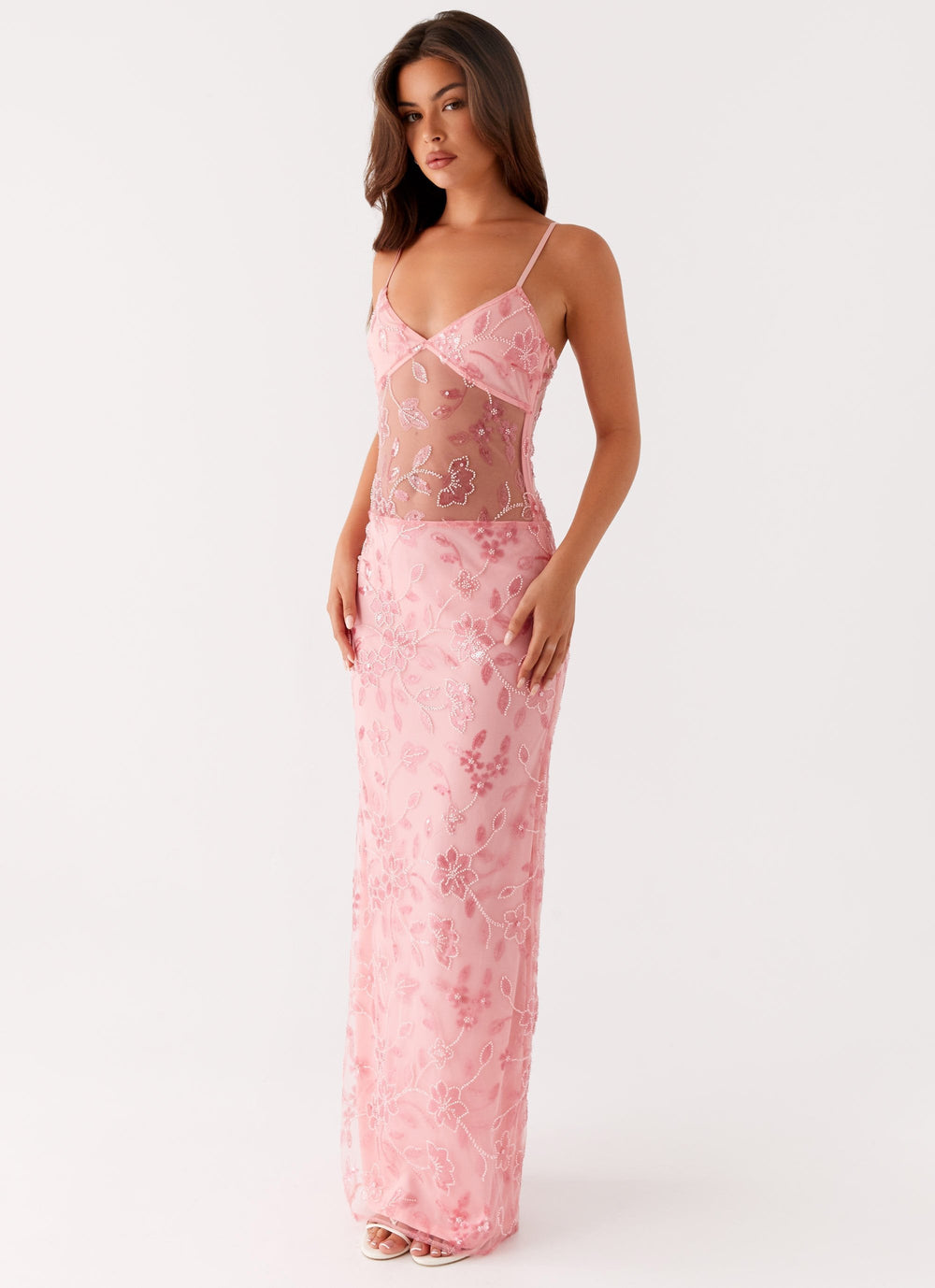 Laura | Transparentes Maxikleid mit Blumenmuster