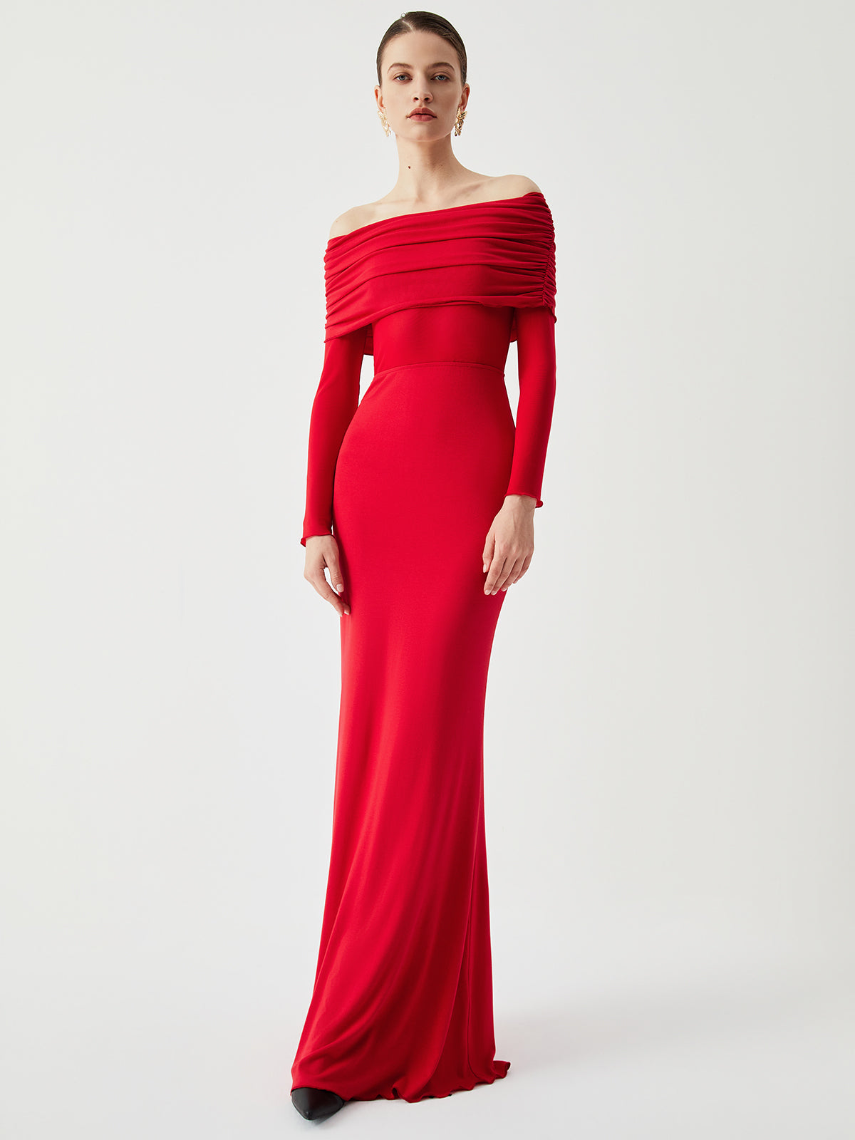 DANIELA | SCHULTERFREIES MAXIKLEID AUS MESH