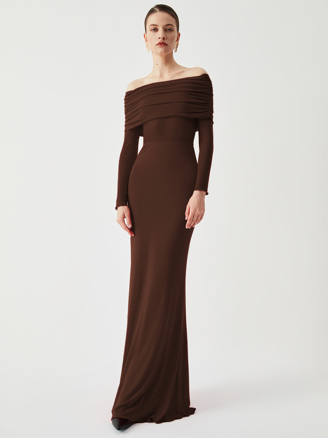 DANIELA | SCHULTERFREIES MAXIKLEID AUS MESH