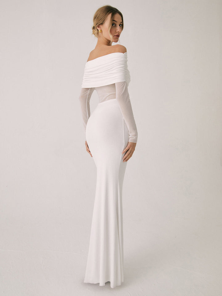DANIELA | SCHULTERFREIES MAXIKLEID AUS MESH