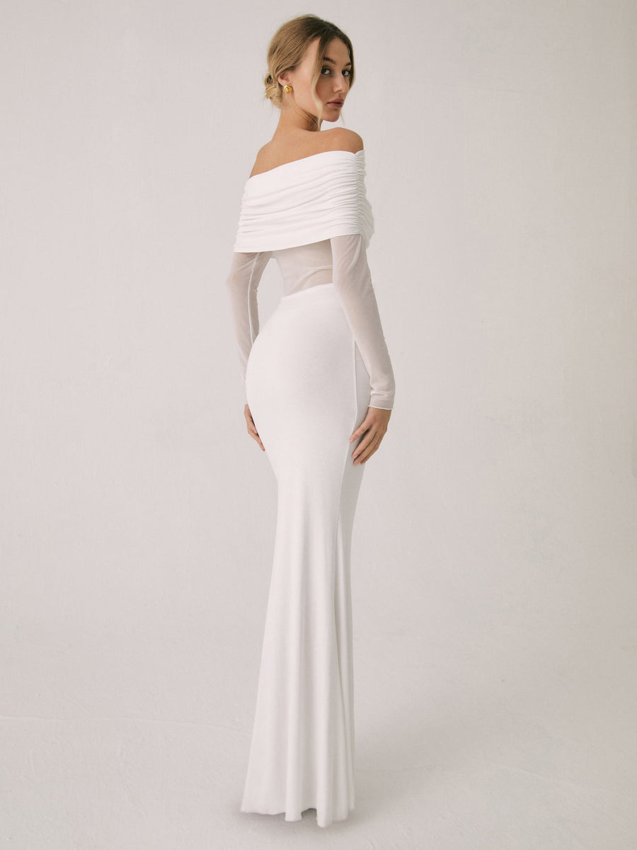Daniela Off-Shoulder Mesh Maxi Dress