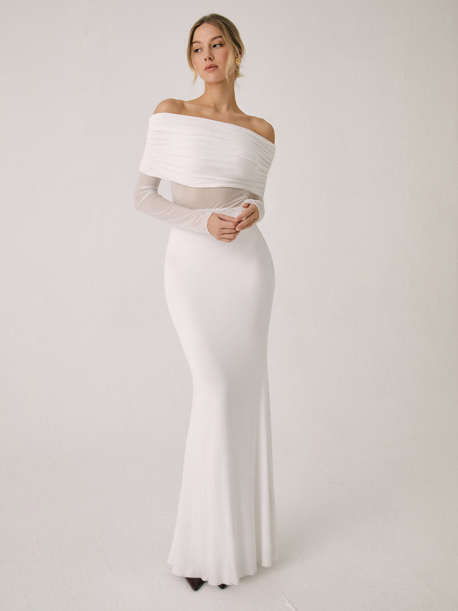 Daniela Off-Shoulder Mesh Maxi Dress