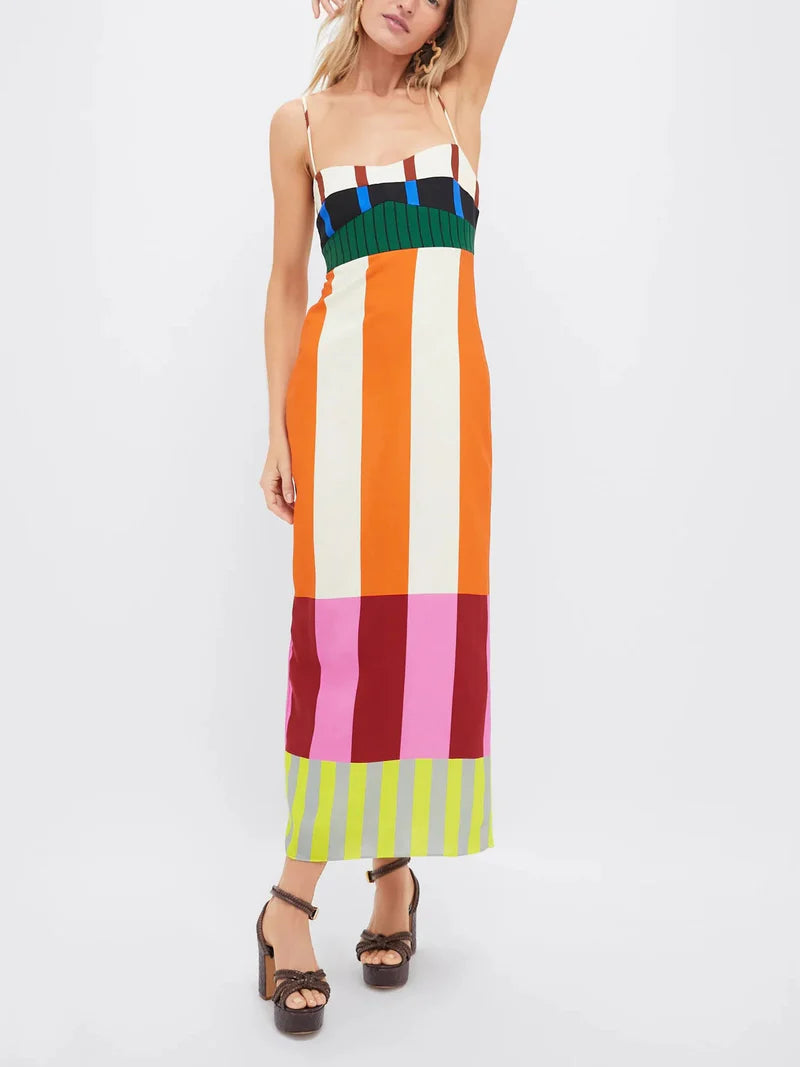 Paloma Striped Empire-Waist Maxi Dress