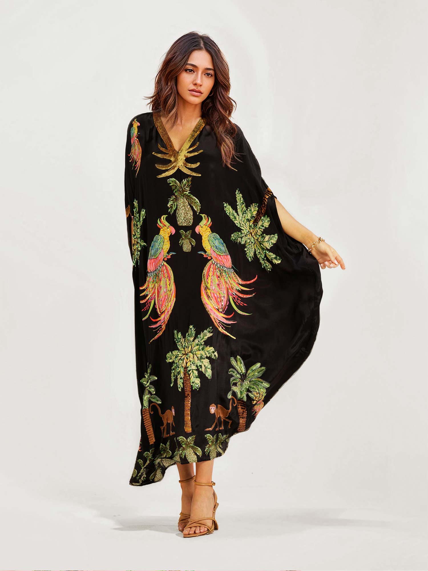 Elvara™ | Kleid mit tropischem Papageienmuster