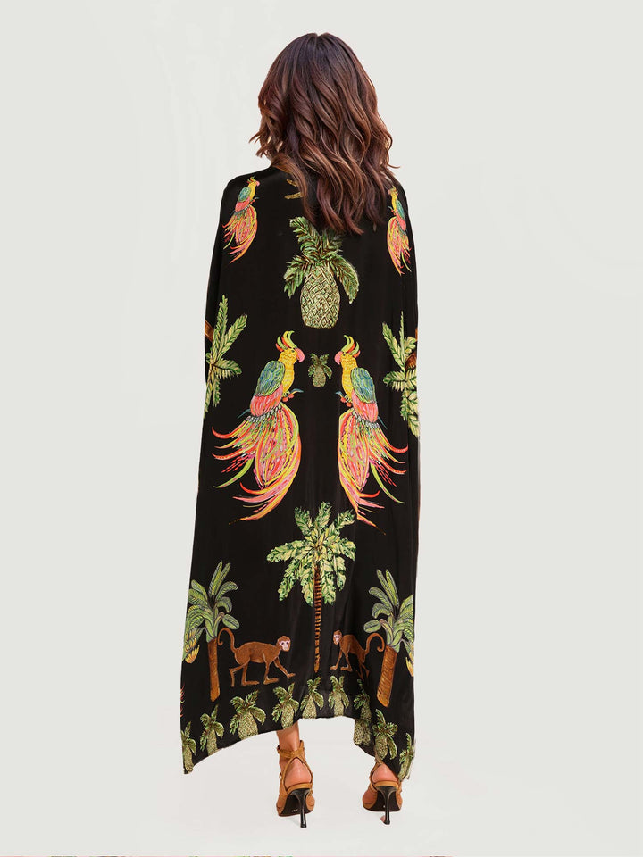 Elvara | Kleid mit tropischem Papageienmuster
