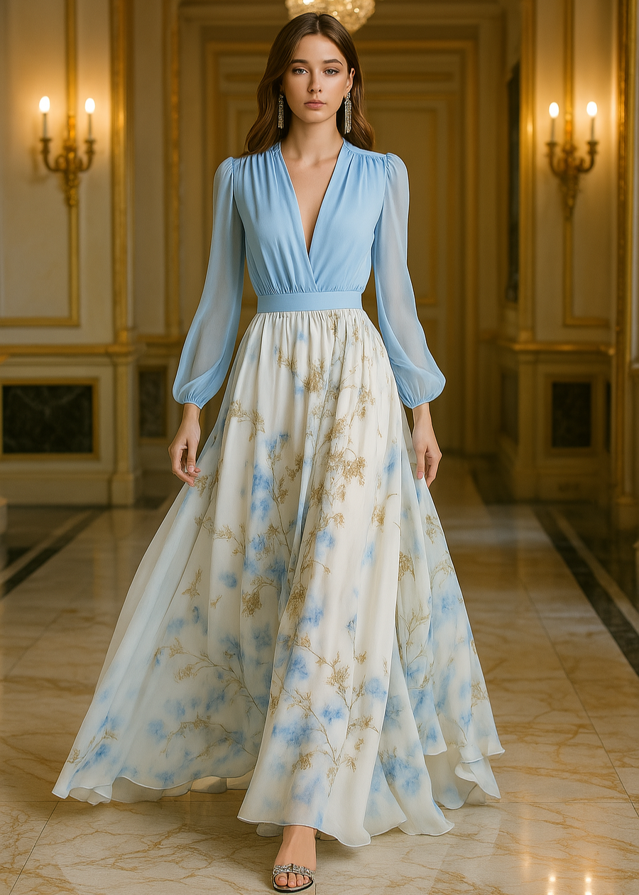 Madeleine Floral V-Neck Flowing Maxi Dress for Any Occasion