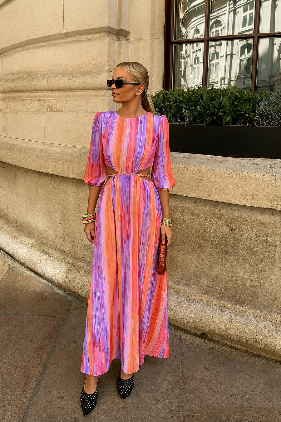 Marlis Side Cut-Out Midi Dress for Modern Elegance
