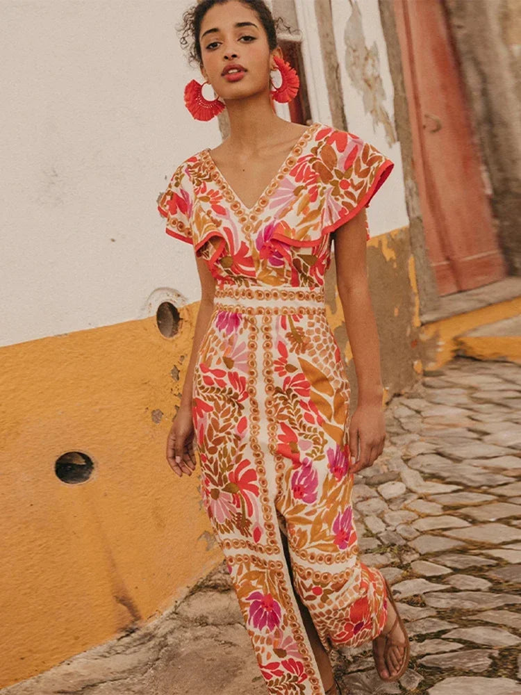 Elegantes langes Vintage-Kleid mit einzigartigen und raffinierten Ärmeln