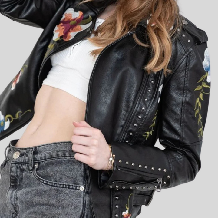 Zoey™ | Vintage Blumen Lederjacke