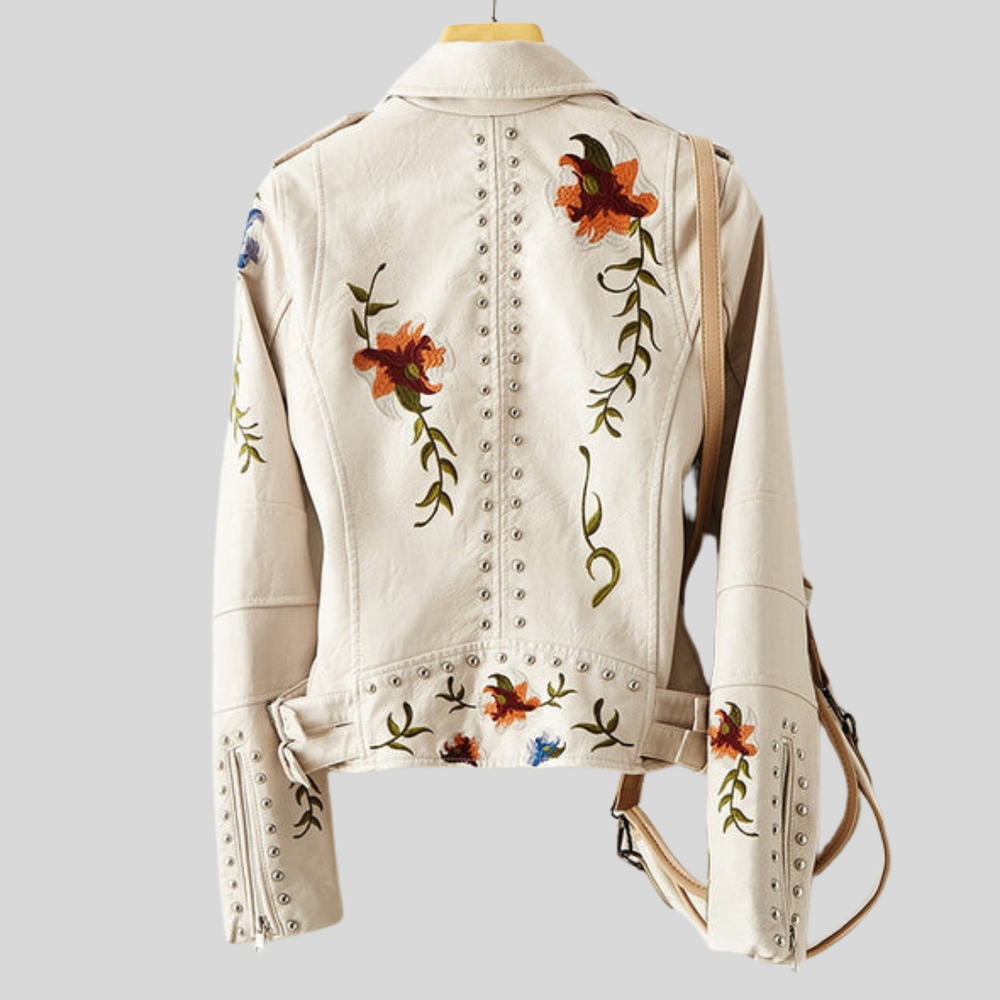 Zoey | Vintage Blumen Lederjacke