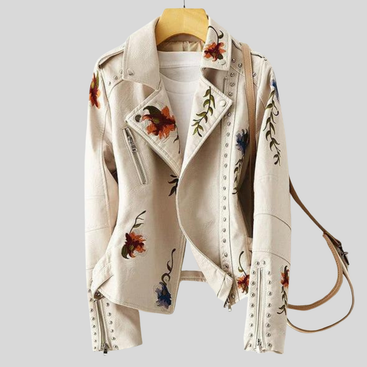 Zoey™ | Vintage Blumen Lederjacke