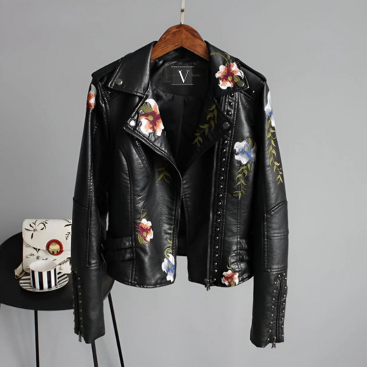 Zoey™ | Vintage Blumen Lederjacke