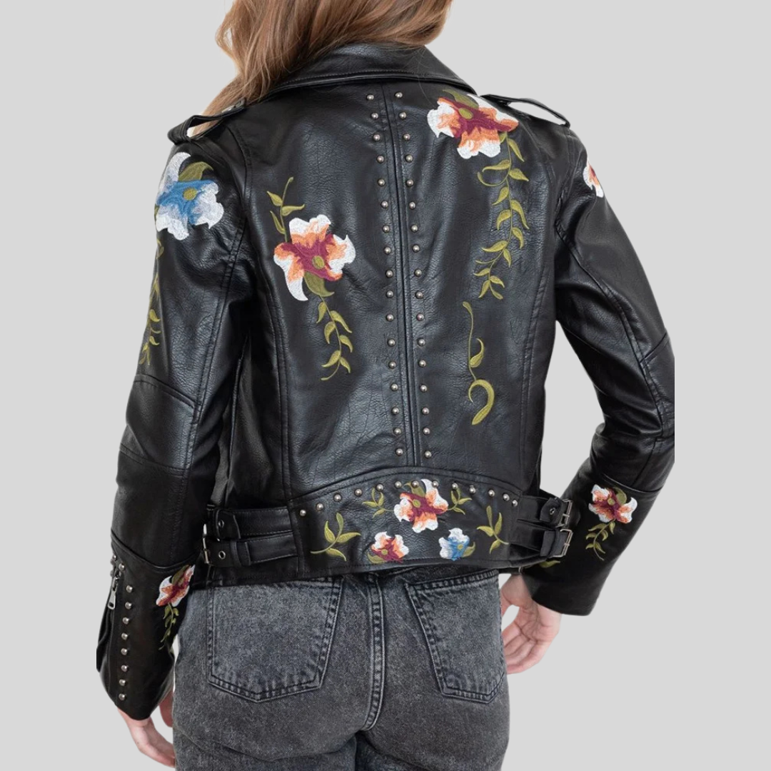 Zoey™ | Vintage Blumen Lederjacke