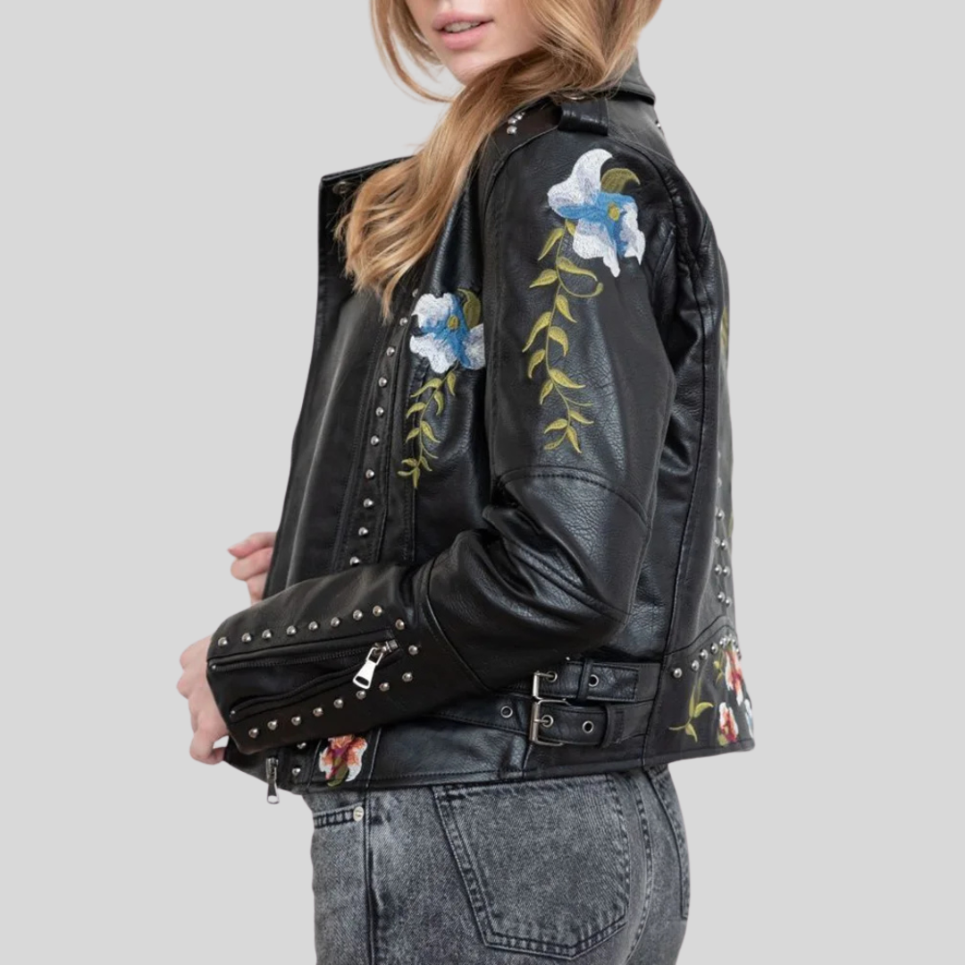 Zoey™ | Vintage Blumen Lederjacke