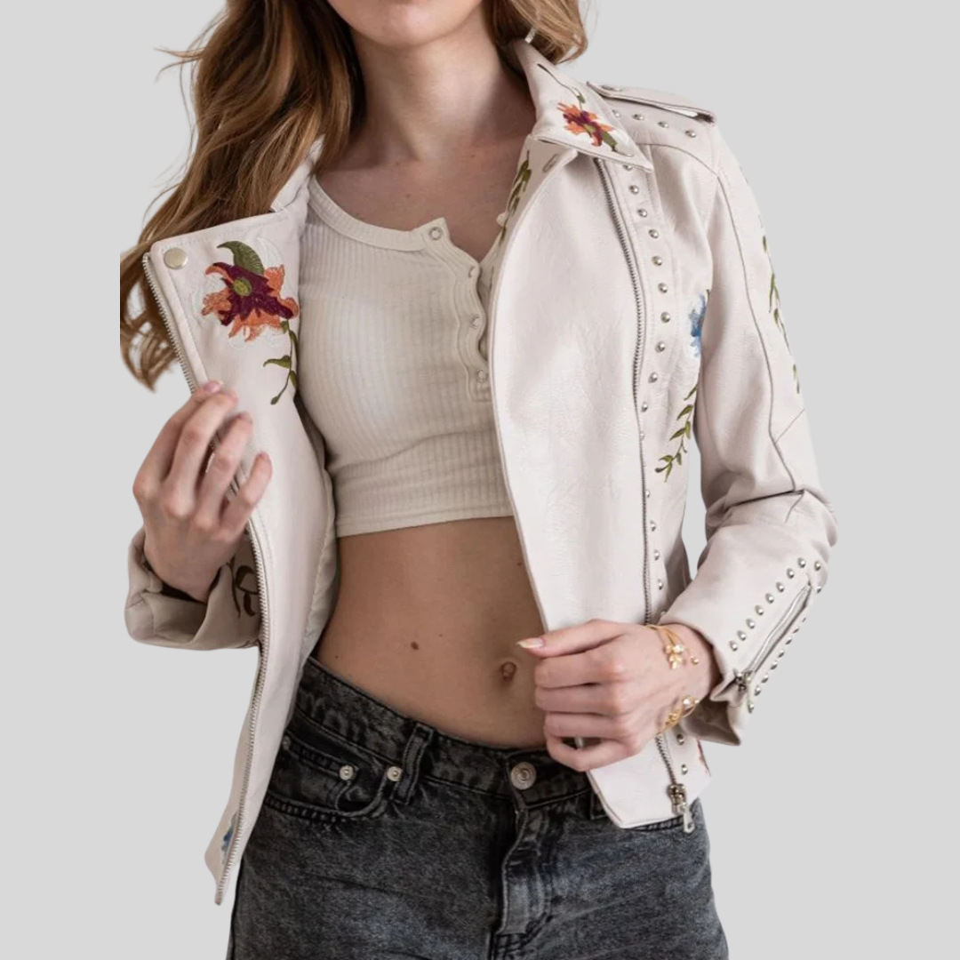 Zoey™ | Vintage Blumen Lederjacke