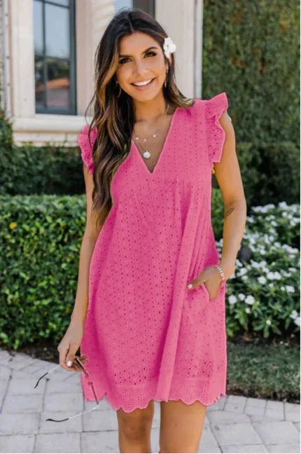 Khloe Elegant Lace Dress with Pockets