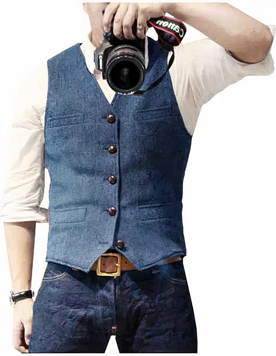 Marlowe Herringbone Tweed Vest