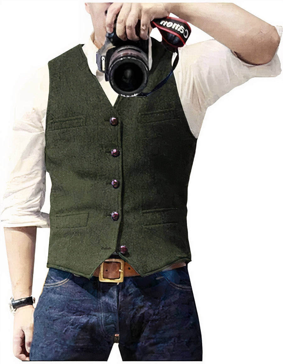 Marlowe Herringbone Tweed Vest