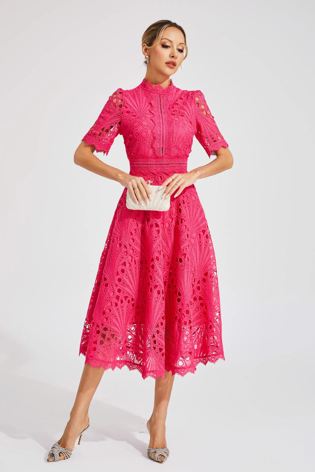 Hallie | Spitzen-Midikleid