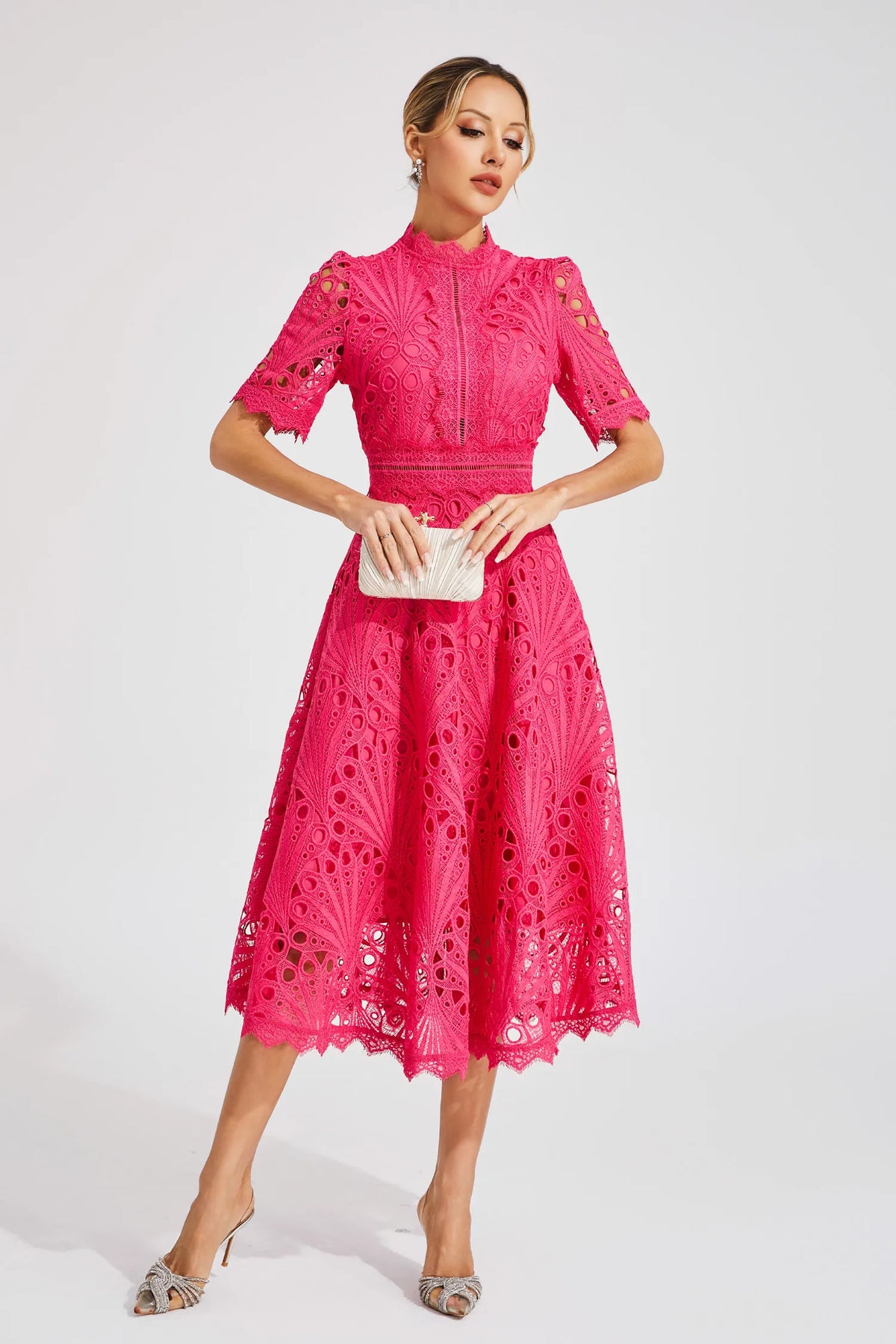 Hallie | Spitzen-Midikleid
