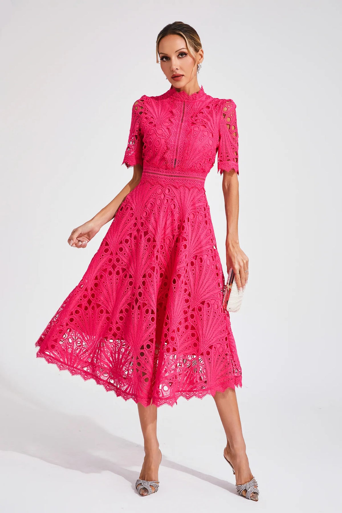 Hallie | Spitzen-Midikleid