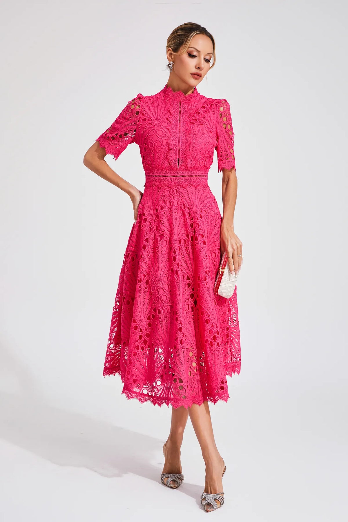 Hallie | Spitzen-Midikleid