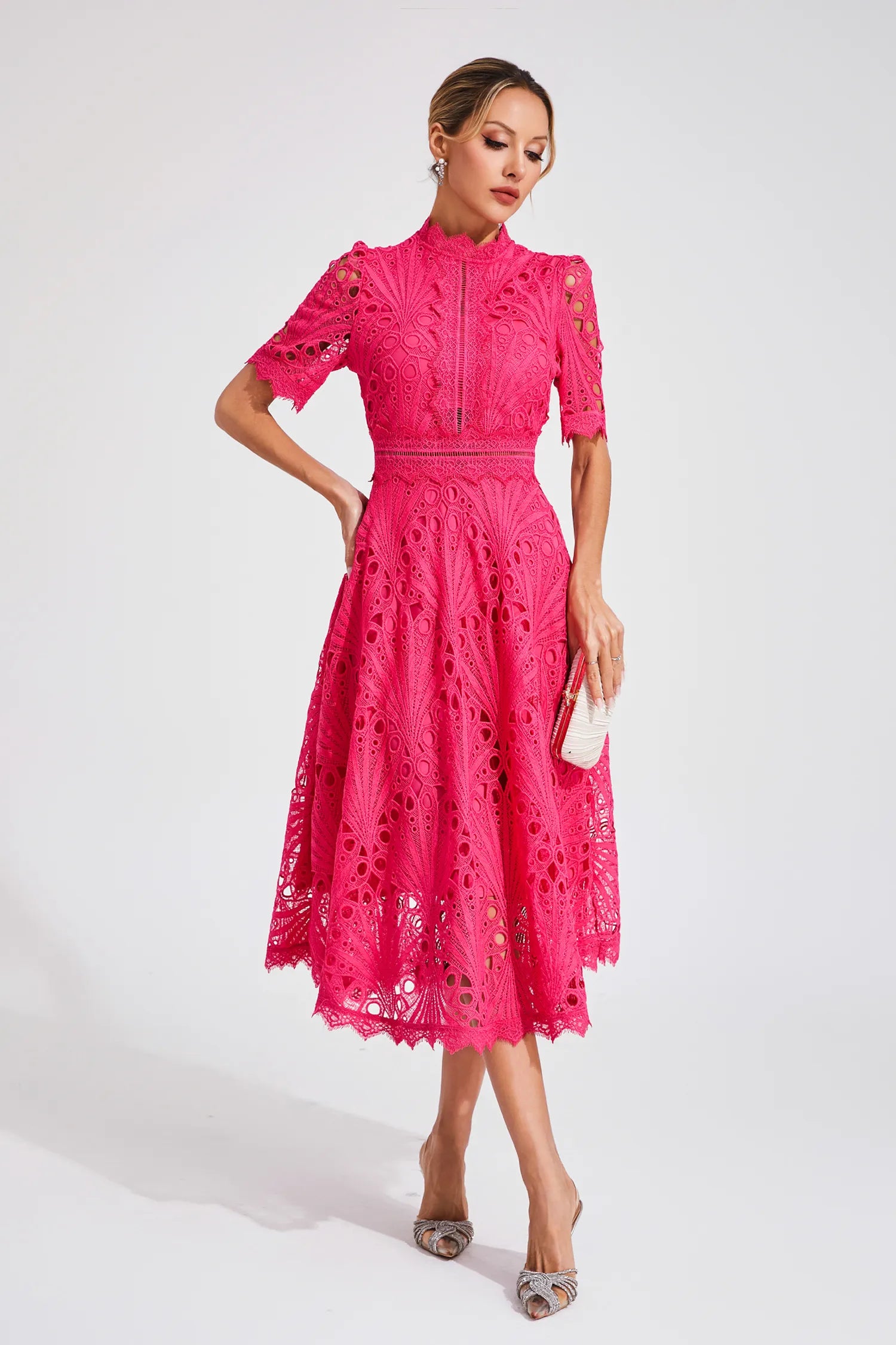 Hallie | Spitzen-Midikleid