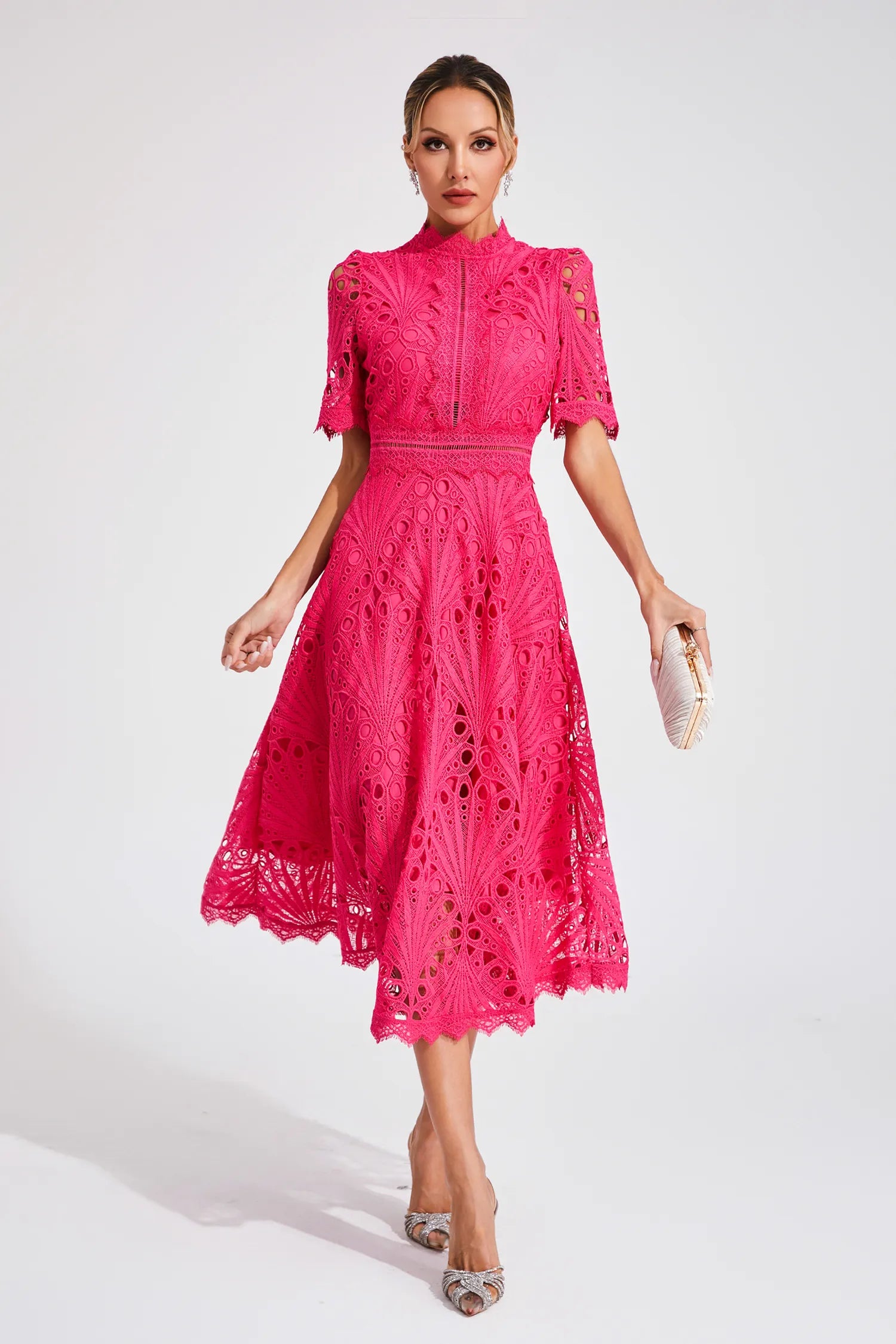 Hallie | Spitzen-Midikleid
