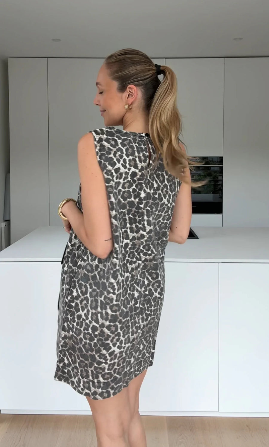 Leo Leopard Stretch Denim Dress