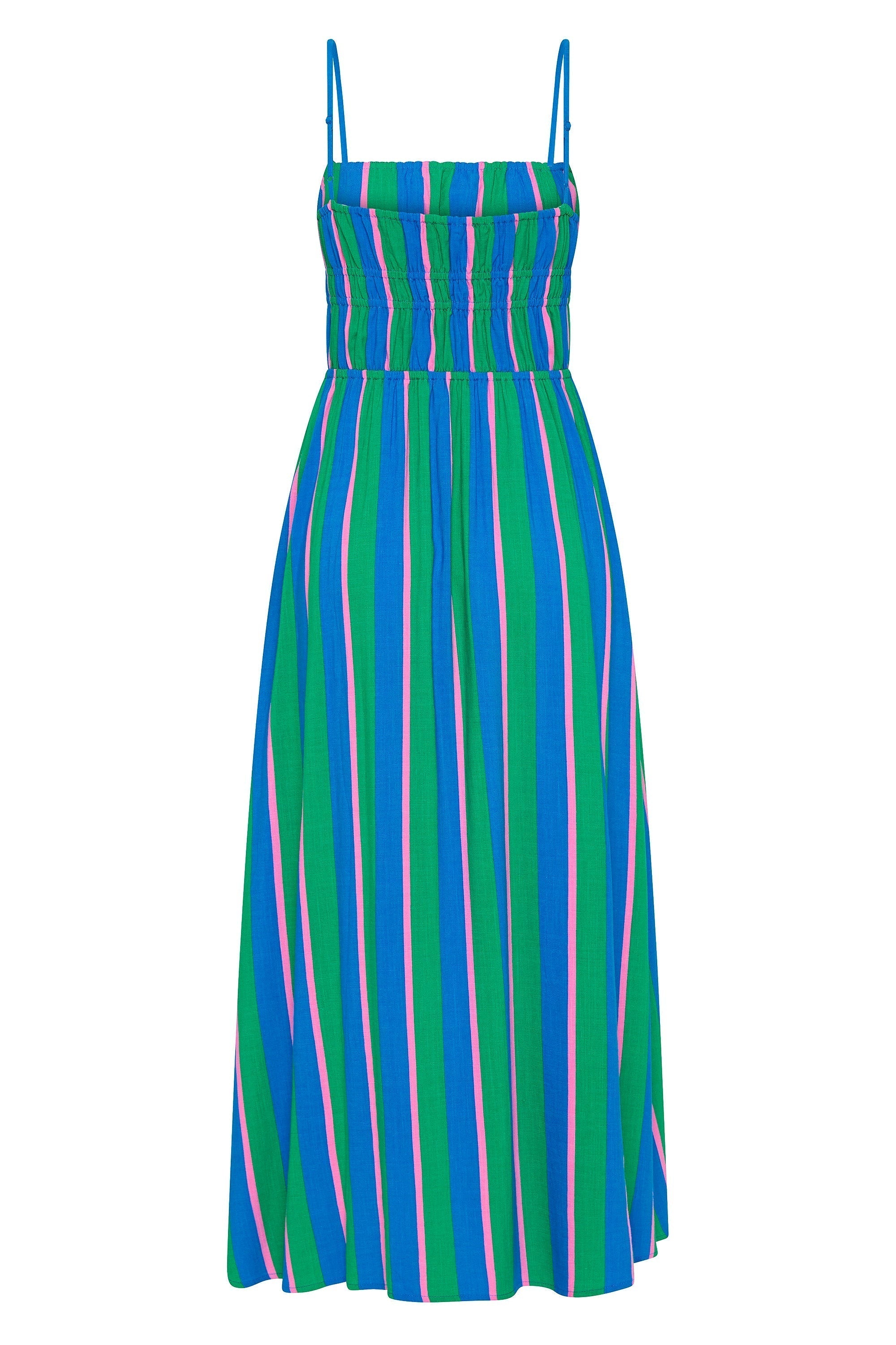 Gigi – Gestreiftes Midikleid mit elastischem Oberteil und Taschen